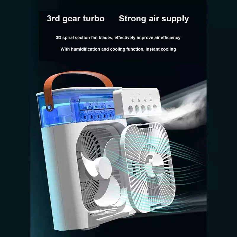 3 In 1 Air Humidifier Cooling USB Fan LED Night Light Water Mist Humidification Fan Spray Electric Fan - ZENICO