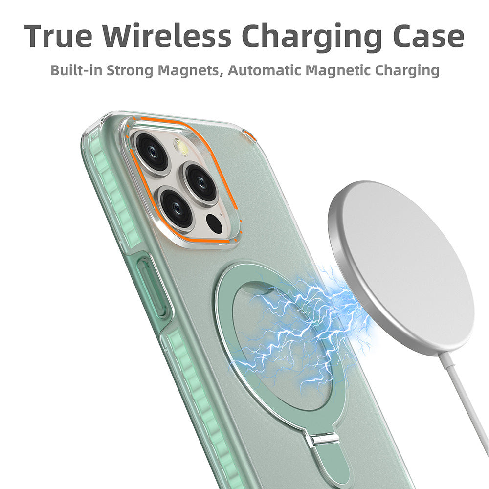 New Colourful Magnetic Bracket Phone Case With Holder Stand Cover For Magesafe Magnetic Transparent Wireless Charge Case For Phone - ZENICO