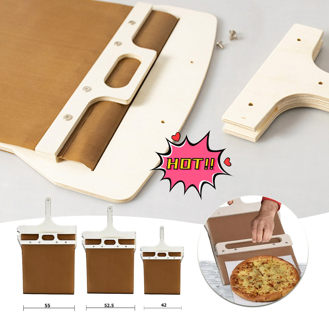 3 Sizes Sliding Pizza Peel Shovel Storage Board Pala Pizza Scorrevole Wooden Handle Transfer Pizza Kitchen Gadgets - ZENICO