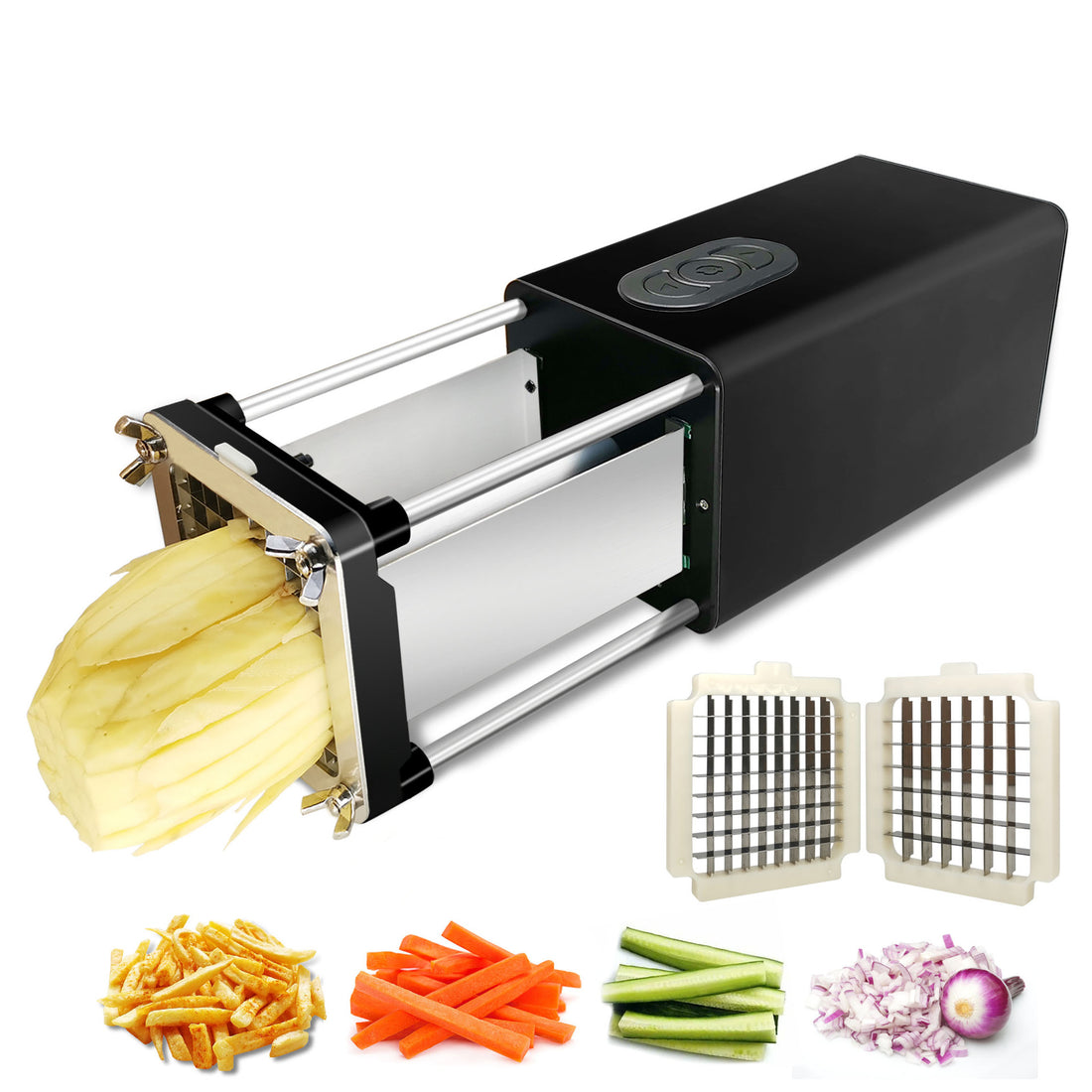 Kitchen Gadget Electric French Fry Cutter With Blades Stainless Steel Vegetable Potato Carrot For Commercial Household - ZENICO