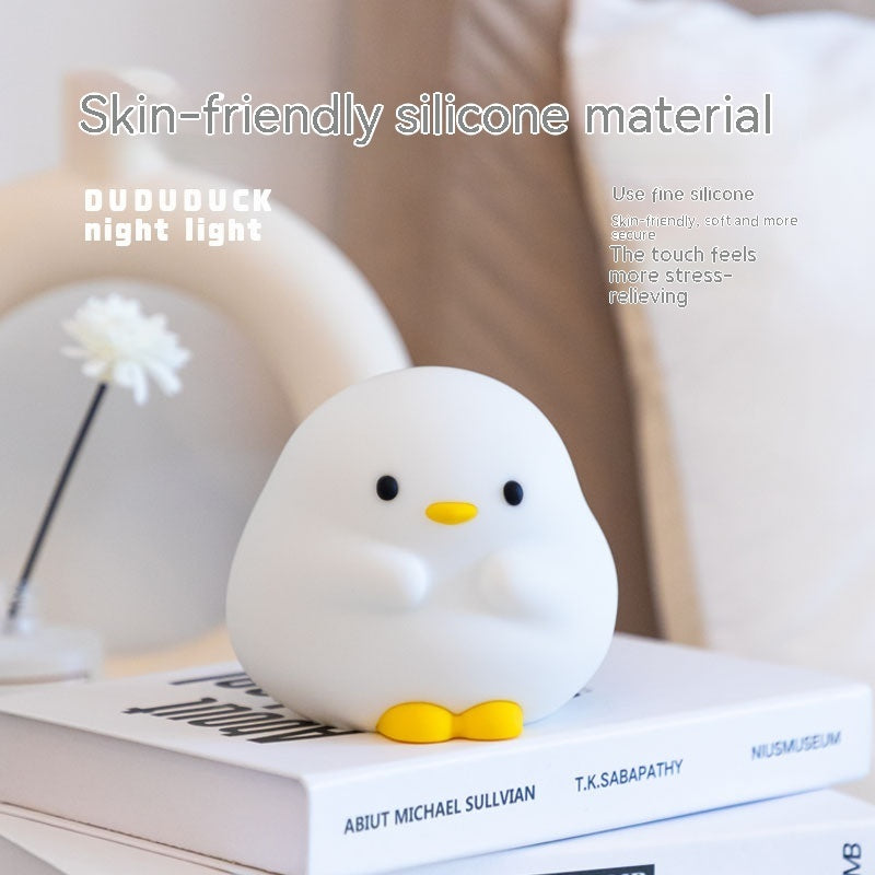 Cute Duck LED Night Lamp Cartoon Silicone USB Rechargeable Sleeping Light Touch Sensor Timing Bedroom Bedside Lamp For Kid Gift Home Decor - ZENICO