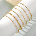 Bohemian Metal Chain Bracelet Set For Women Geometric Gold Color Thick Link Chain Open Bangle Female Fashion Jewellery - ZENICO