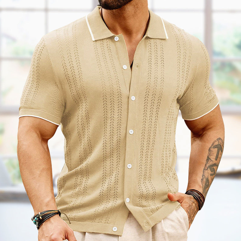 Short-sleeved Polo Shirt Summer Button Lapel Top Fashion Business Men's Clothing - ZENICO
