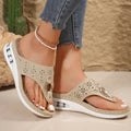 New Air Cushion Thong Sandals Summer Flip Flops Hollow Metal Buckle Wedges Shoes For Women Thick Sole Beach Shoes - ZENICO