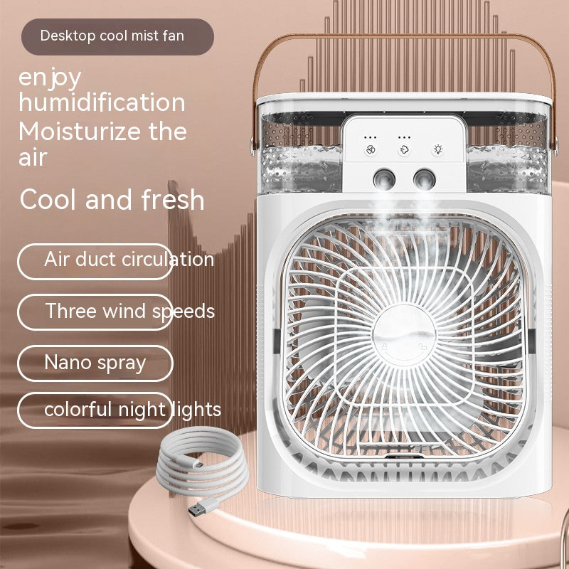 New Charging Version 3 In 1 Air Humidifier Cooling Fan LED Night Light Water Mist Humidification Fan Spray Electric Fan - ZENICO