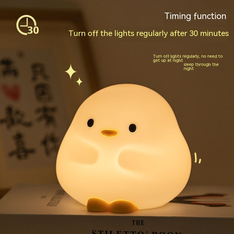 Cute Duck LED Night Lamp Cartoon Silicone USB Rechargeable Sleeping Light Touch Sensor Timing Bedroom Bedside Lamp For Kid Gift Home Decor - ZENICO